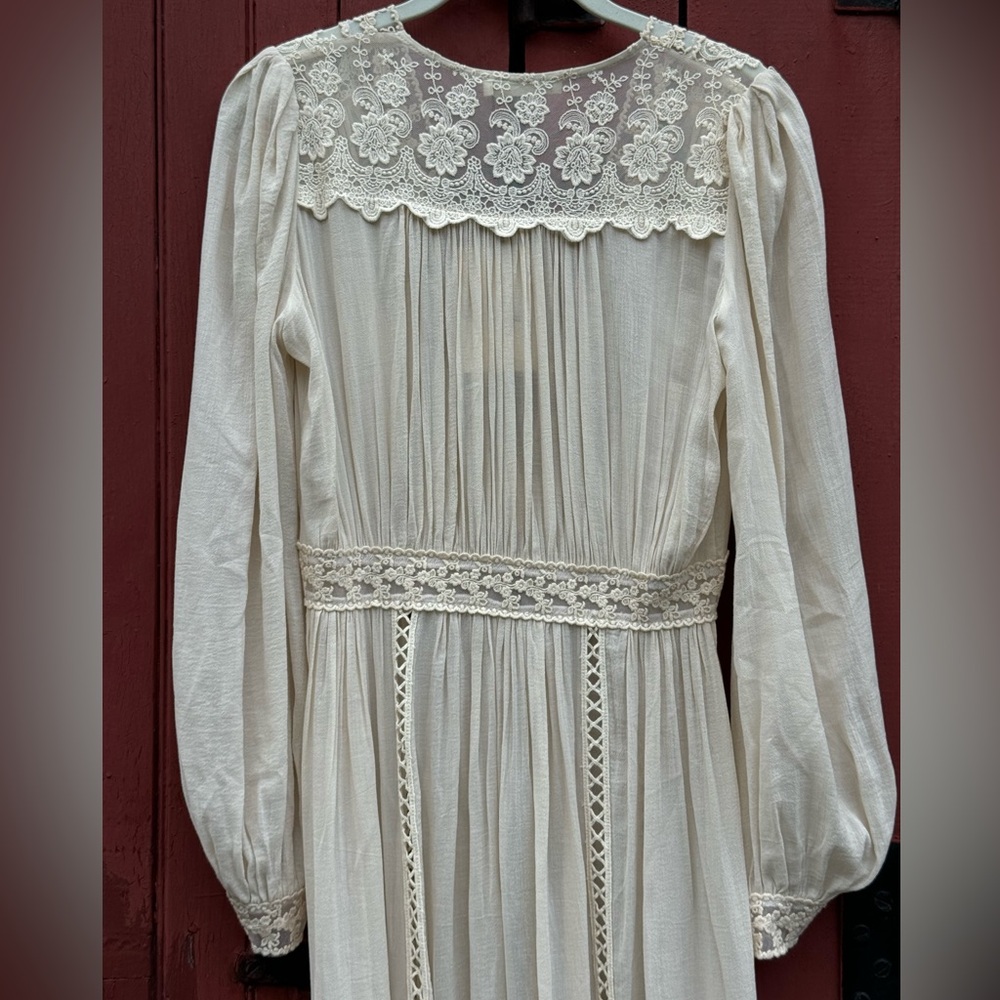 NWT Spell & the Gypsy Le Gauze Lace duster Small new off white dress wedding - Picture 10 of 17